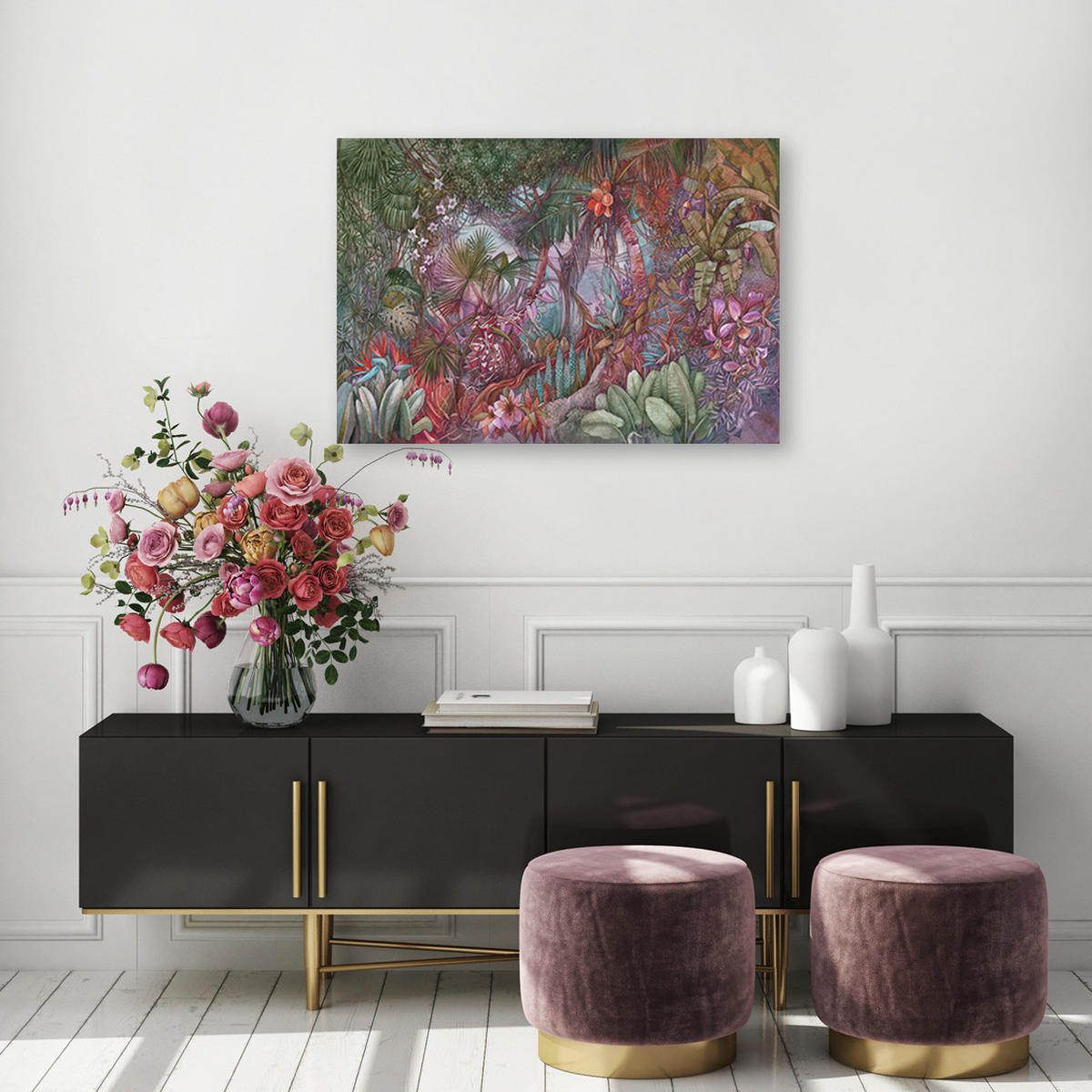 WANDBILD tiefer dschungel - Grün, Textil (60/40cm) - Feeby