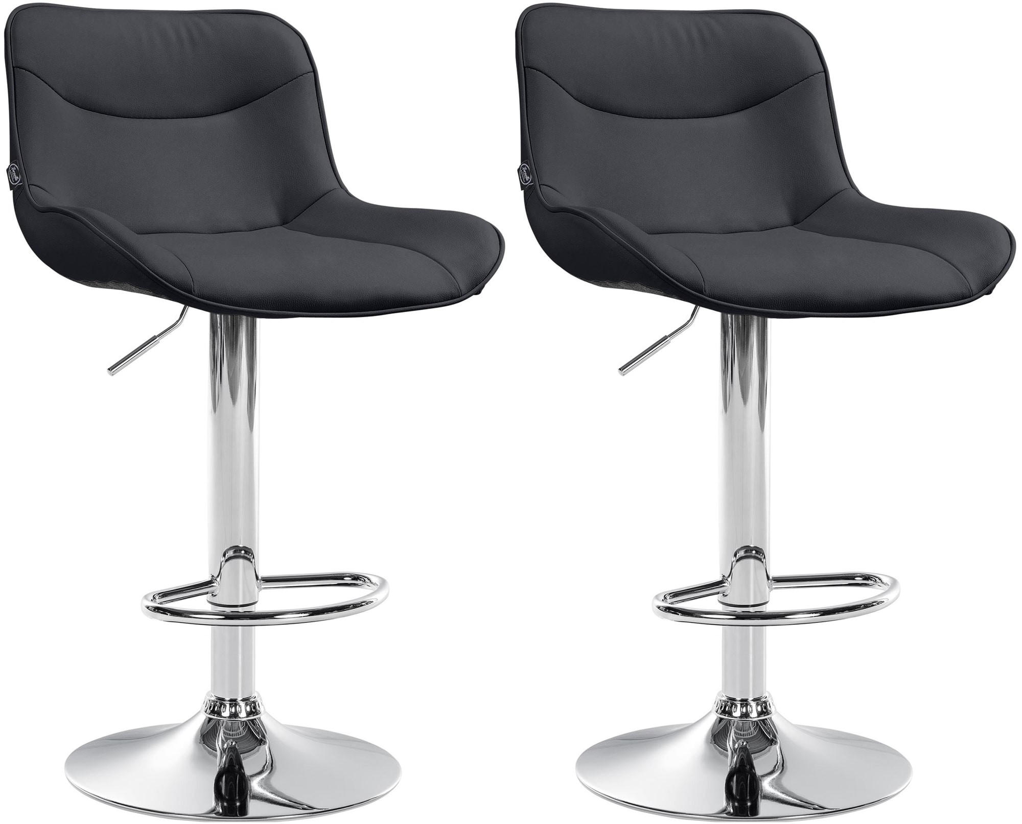 BARHOCKER 2er Set Lederlook schwarz - Chromfarben/Schwarz, Textil/Metall (49/85/51cm) - CLP