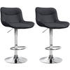 BARHOCKER 2er Set Lederlook schwarz - Chromfarben/Schwarz, Textil/Metall (49/85/51cm) - CLP