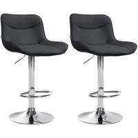 BARHOCKER 2er Set Lederlook schwarz - Chromfarben/Schwarz, Textil/Metall (49/85/51cm) - CLP