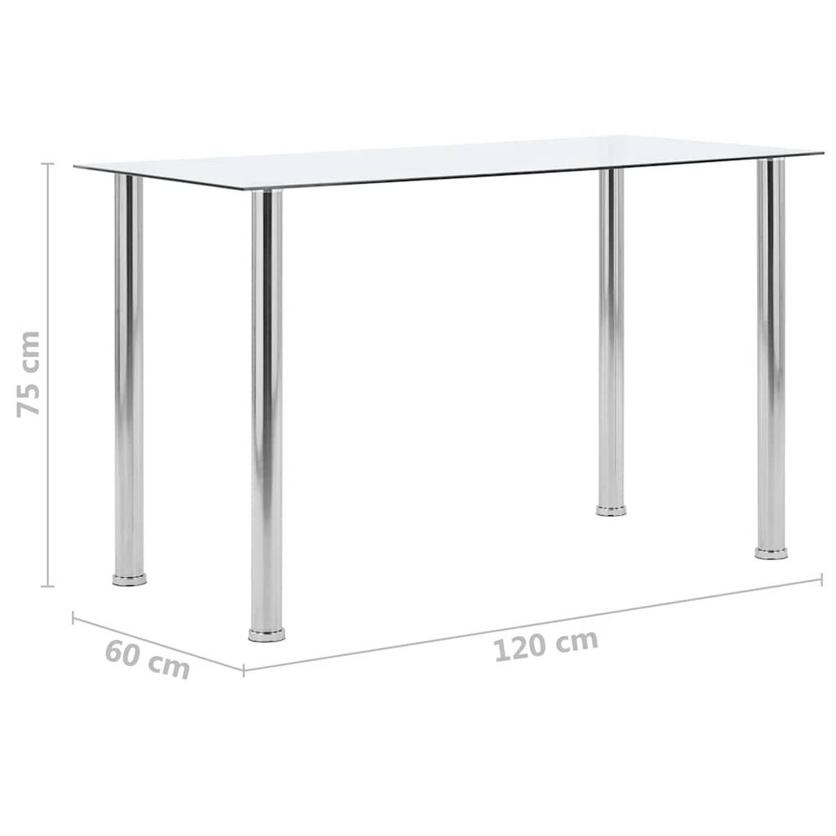 ESSTISCH Transparent 120/60/75 Cm Hartglas - Transparent, Metall (120/60/75cm) - vidaXL