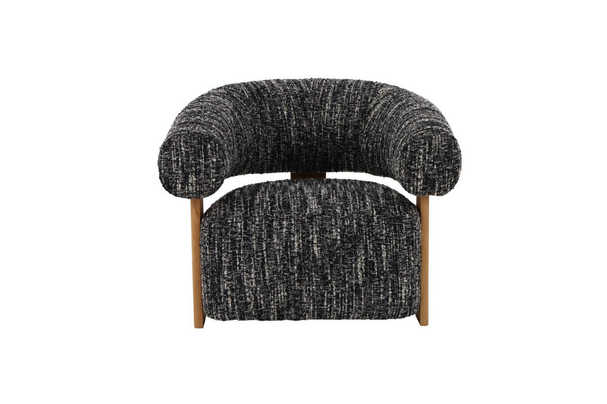 SESSEL Nature, Natur Massiveiche + schwarz-weißer Stoff - Multicolor, Holz (92/79/80cm) - WOODEK