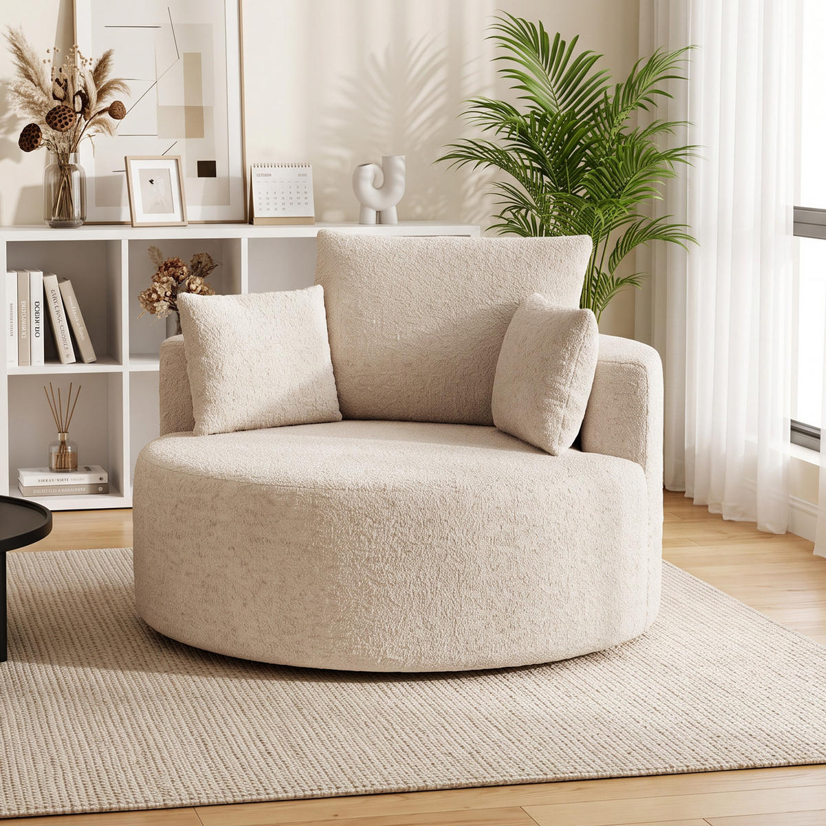 SESSEL Creme 130/130/82 cm - Creme, Textil (130/82/130cm) - PANGIVO