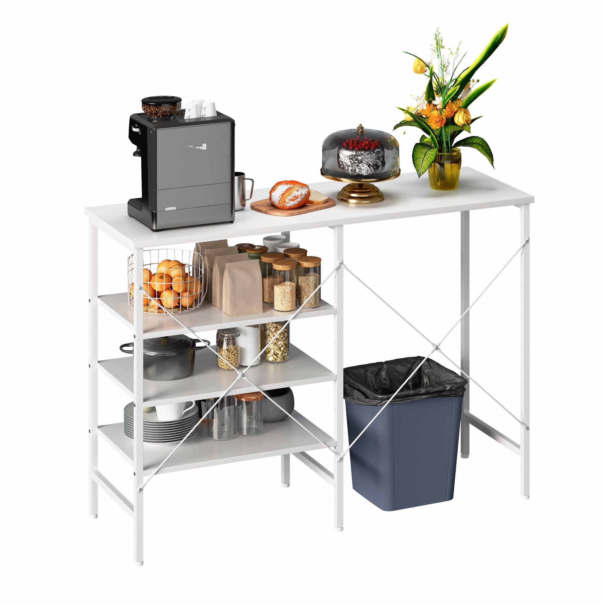 SIDEBOARD 120/40/85,5 cm mit flexibel montierbaren Regalen und höhenverstellbaren Füßen, Weiß - Weiß, Holzwerkstoff (120/85/40cm) - Redom