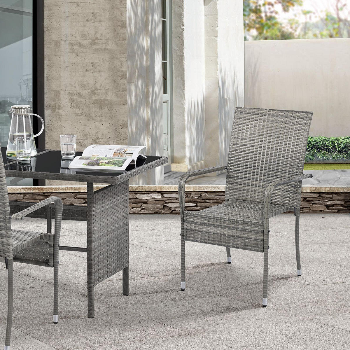 GARTENSTÜHLE Yoro 8er-Set - Grau, Kunststoff (50/90/50cm) - Juskys