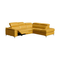 ECKSOFA Avenger Echtleder mit 1 x Relaxfunktion Senfgelb - Gelb, Leder/Metall (271/81/224cm)