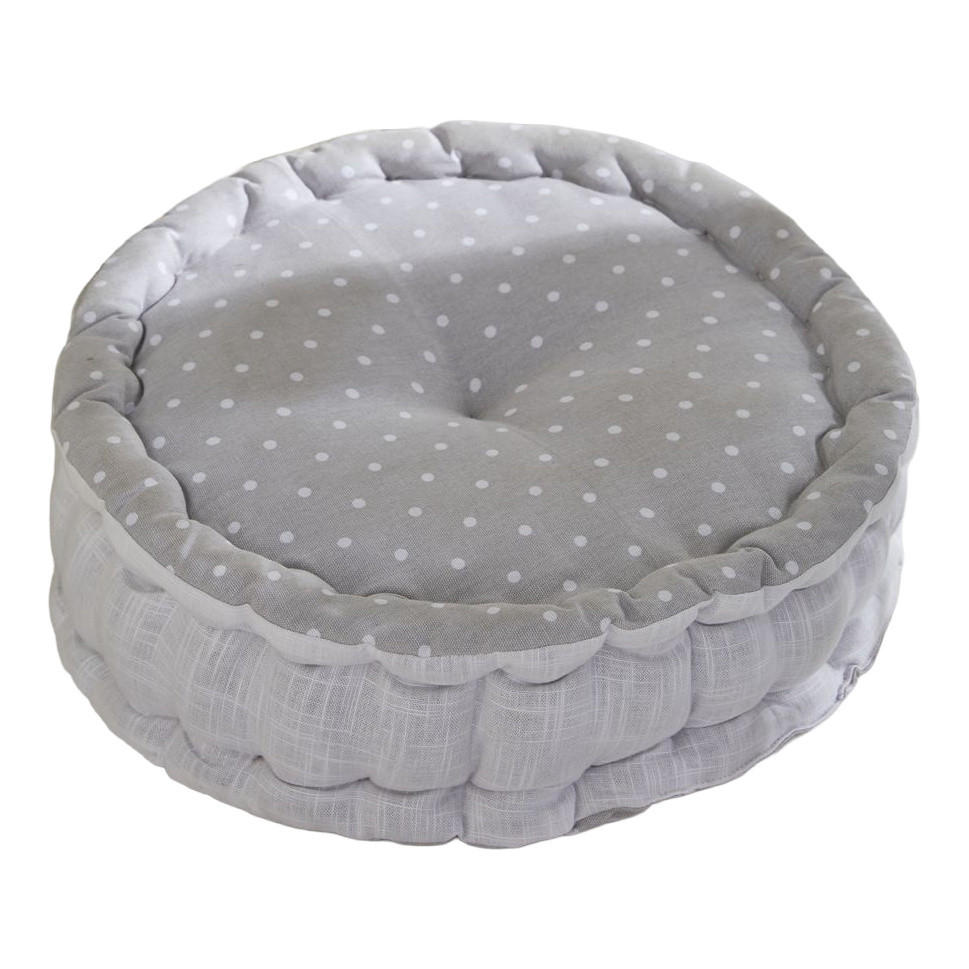 BODENKISSEN Baumwolle Constance rund Grau 40/40/12 cm - Grau, Naturmaterialen (40cm) - Today