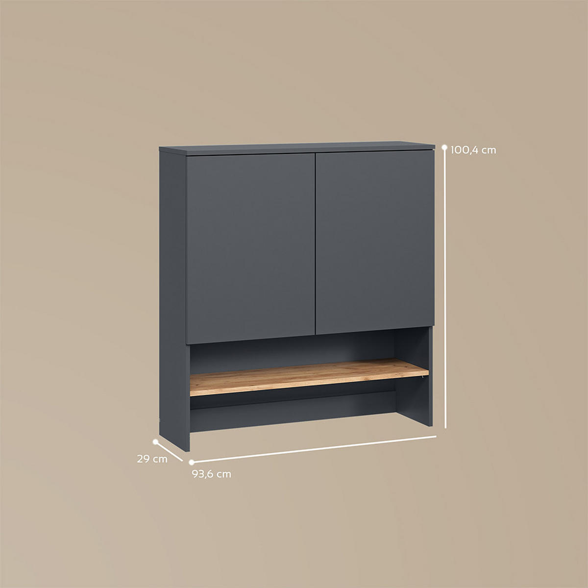 WASCHMASCHINENSCHRANK Paolina Anthrazit/Goldkraft Eiche 93.6 x 100.4 cm - Anthrazit/Eiche Wotan, Holzwerkstoff (93.6/100.4/29cm) - Livinity®