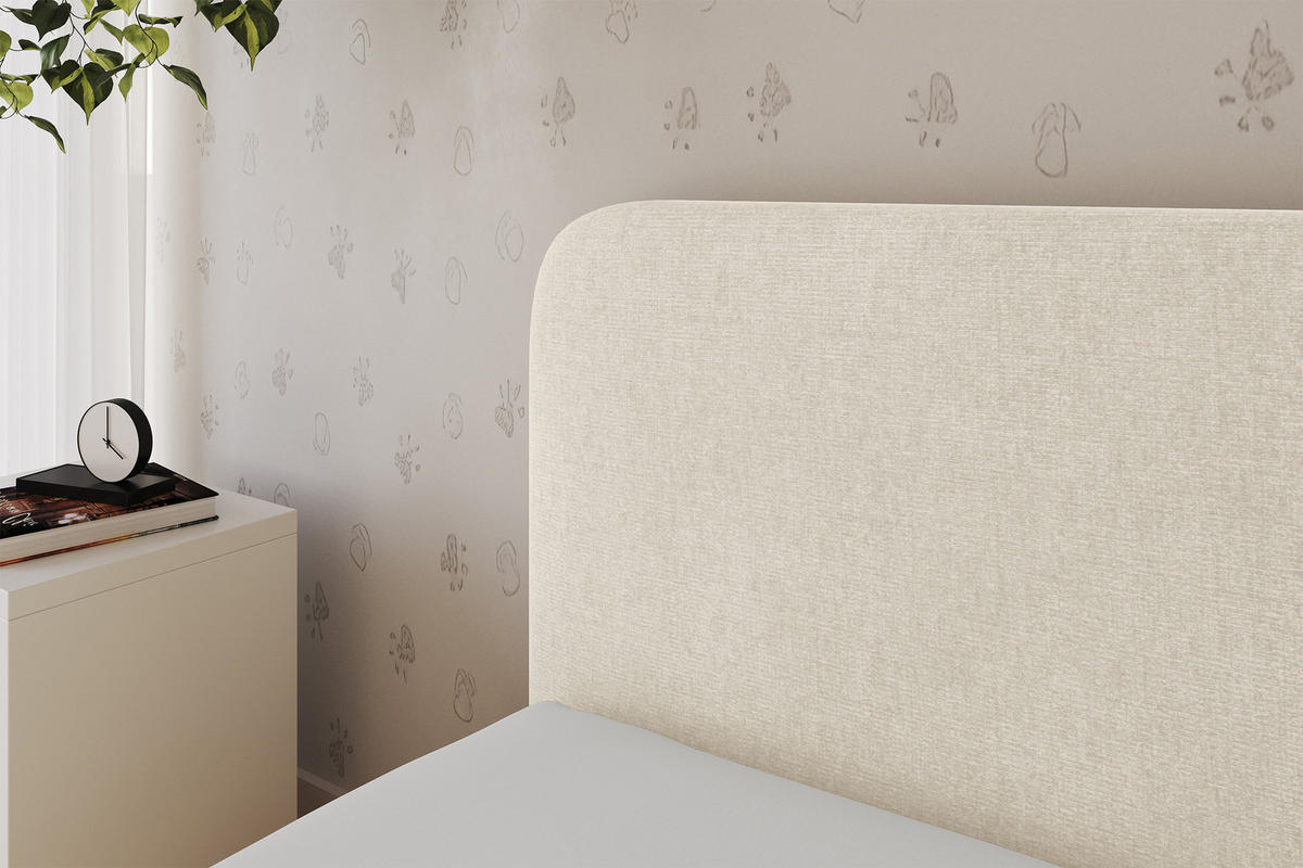 EINZELLBETT Jugendbett mit Bettkasten und Matratze H3/H4, Rechts - ALVY 90x200 Beige - Naturfarben, Holzwerkstoff/Textil (90/200cm) - ALTDECOR