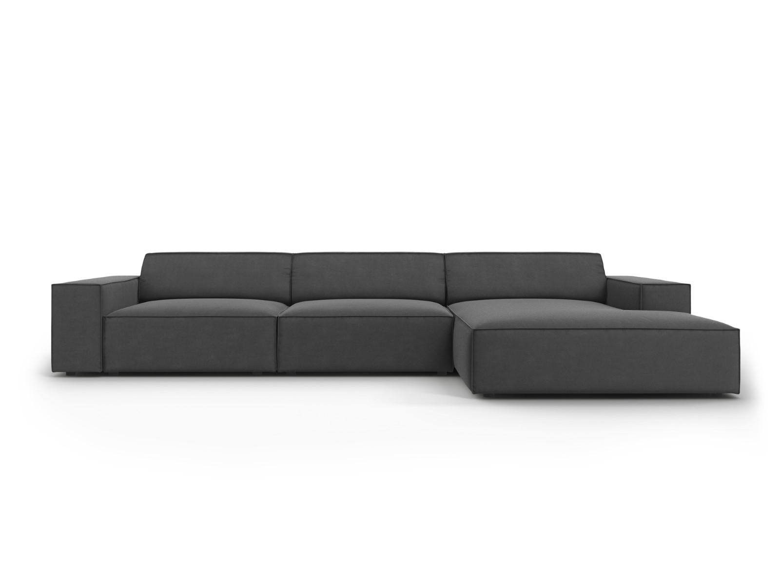 ECKSOFA rechts Jodie aus Samt grau 4 Sitzplätze - Grau, Textil (166/284cm) - Micadoni