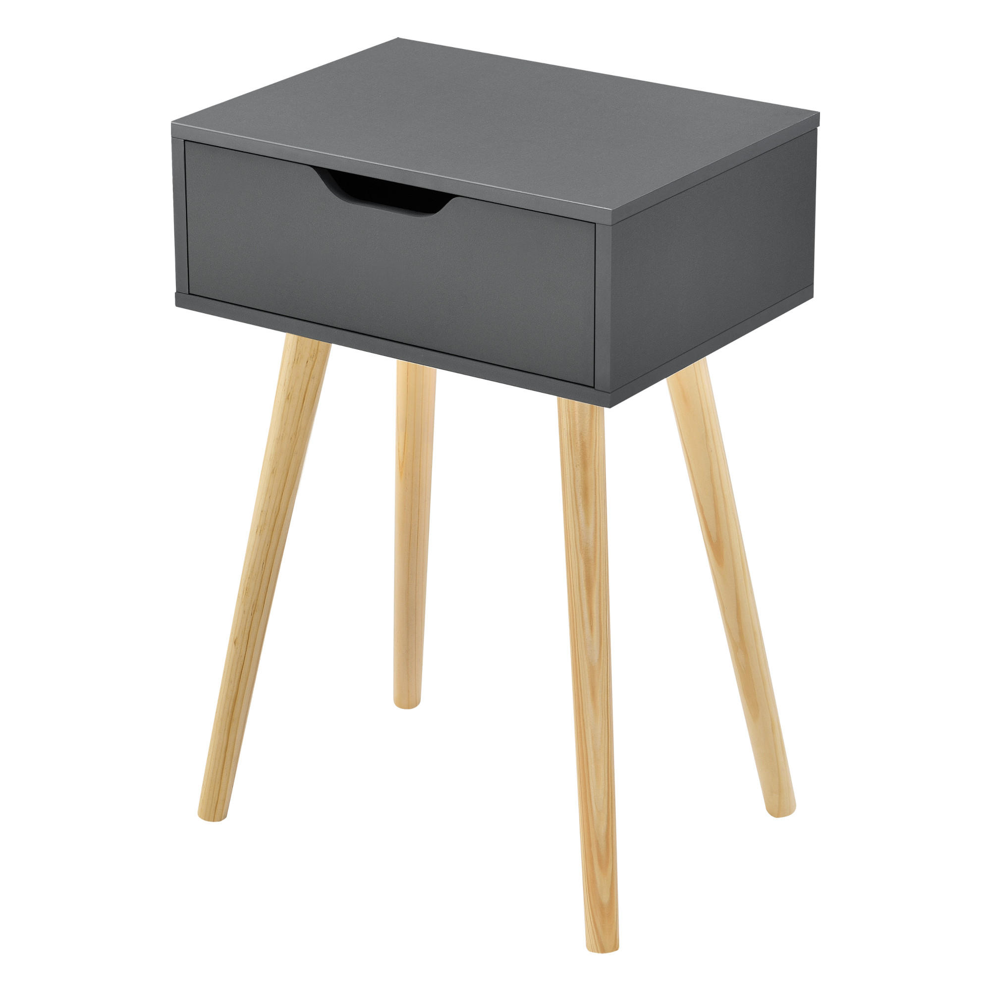 BEISTELLTISCH Östersund - Dunkelgrau/Naturfarben, Holz/Holzwerkstoff (30/40/60cm) - [en.casa]