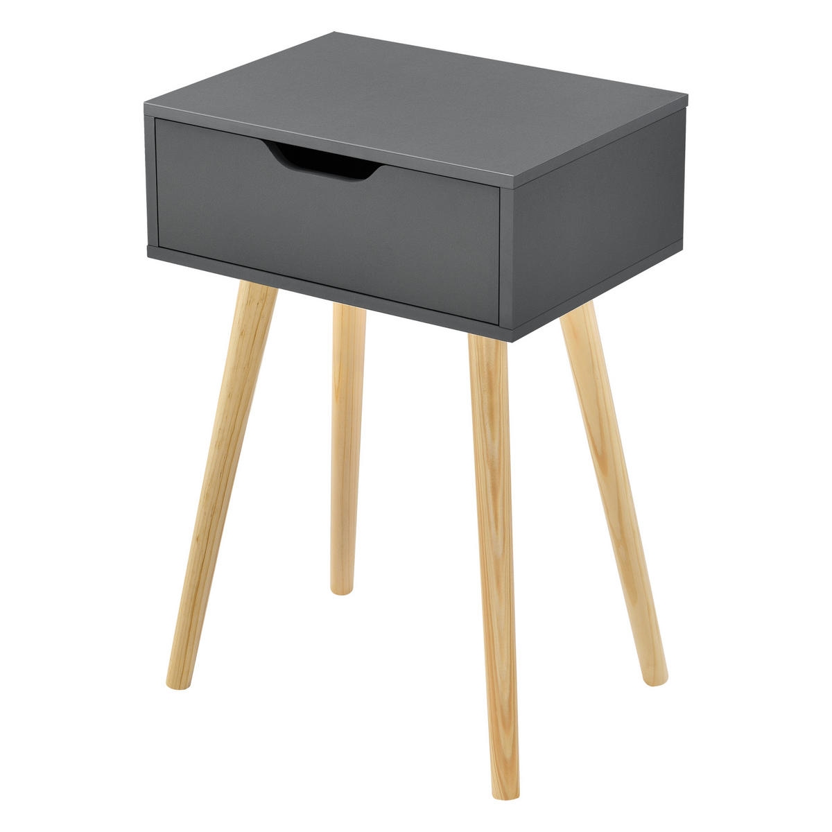 BEISTELLTISCH-SET 2 TLG. Östersund - Dunkelgrau/Naturfarben, Holz/Holzwerkstoff (29.5/40/60cm) - [en.casa]