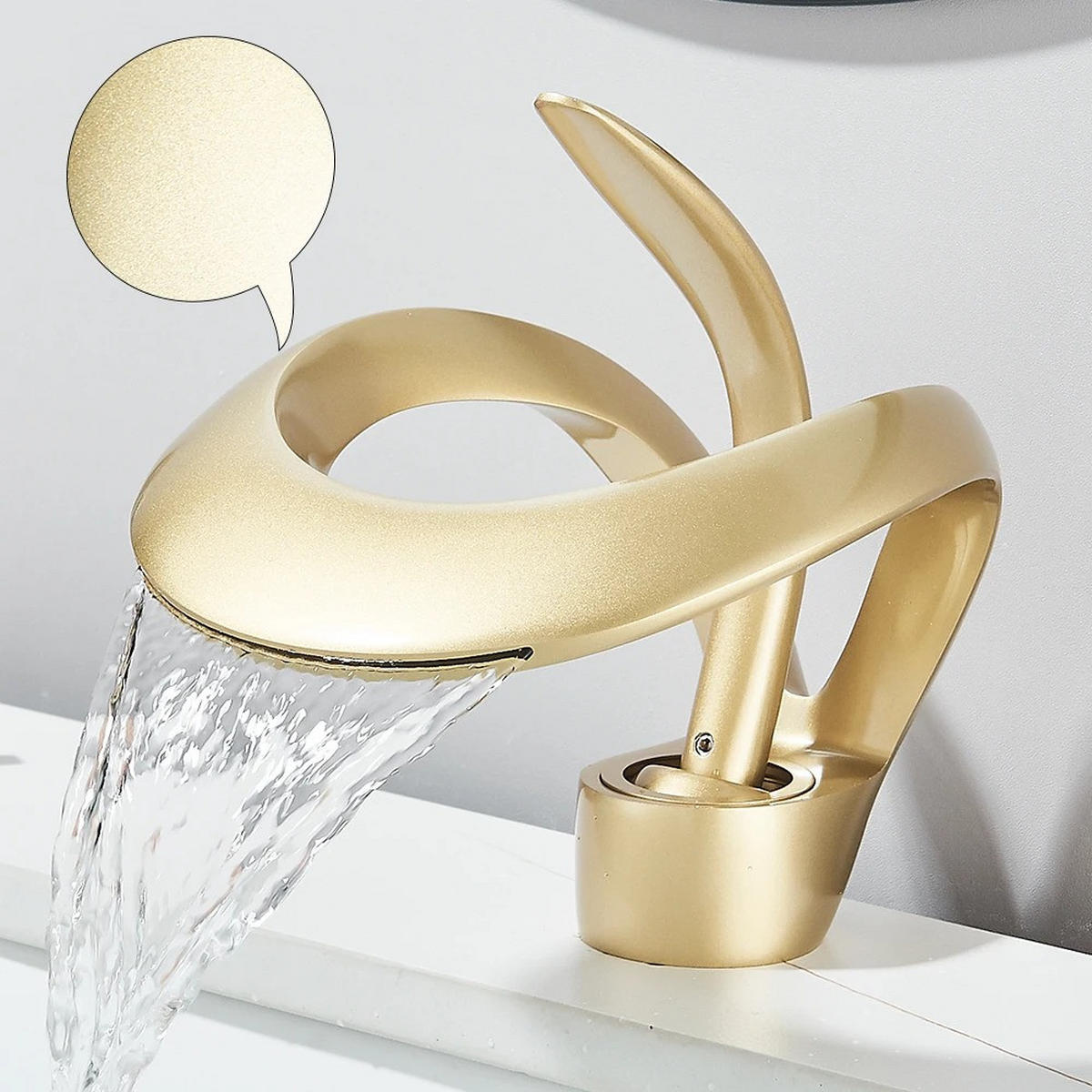 WASCHTISCHARMATUR Einhebelmischer für heißes und kaltes Wasser, Gold - Goldfarben, Metall (16.5/13.7/8cm) - Kaket