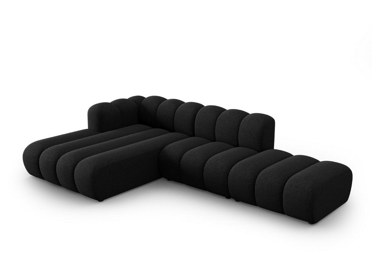 ECKSOFA modular links Lupine aus Chenille-Stoff schwarz 5 Sitzplätze - Schwarz, Textil (177/299cm) - Micadoni