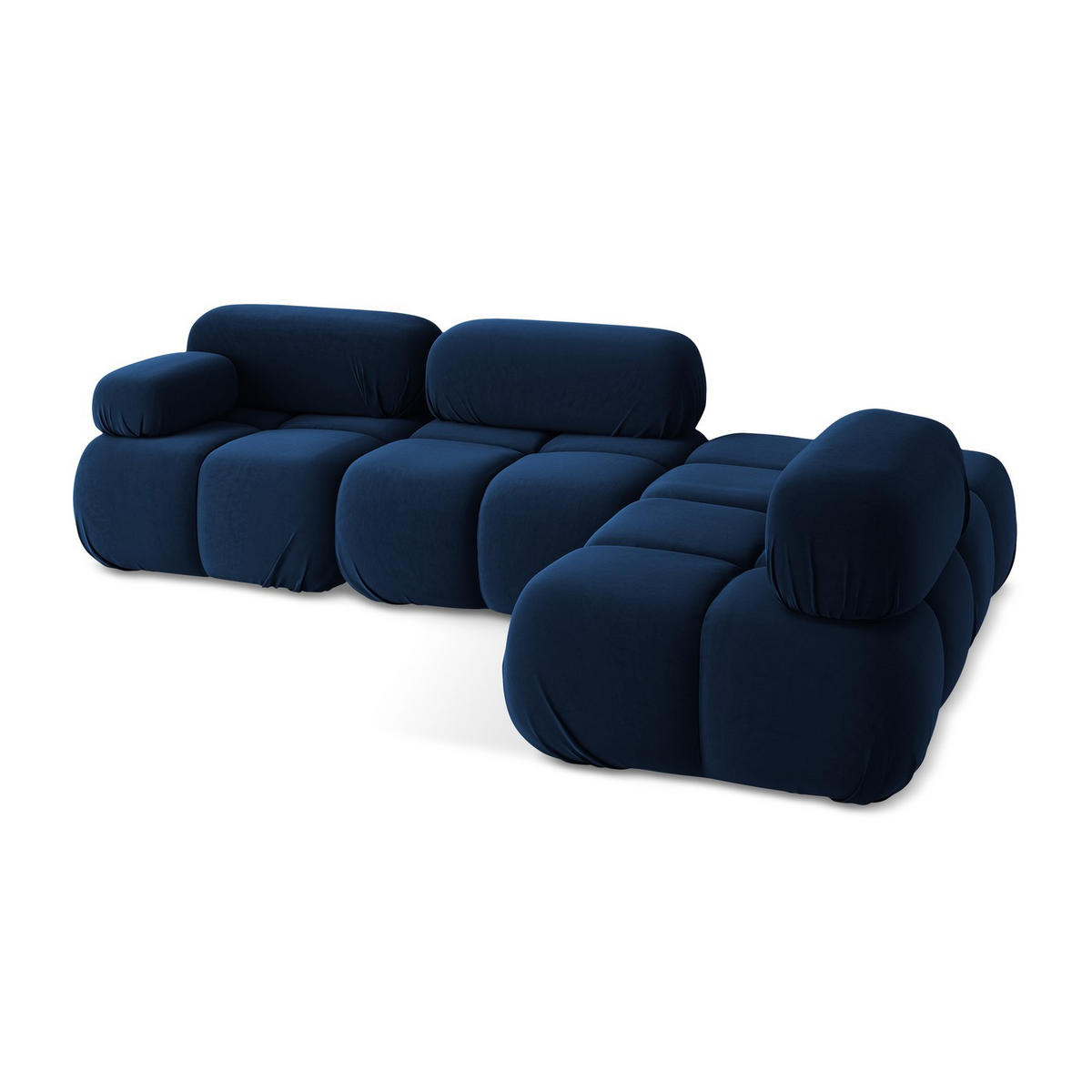 ECKSOFA Rechts Samt Stoff Blau - Blau/Schwarz, Kunststoff/Textil (285/190cm) - LaMiaSofa