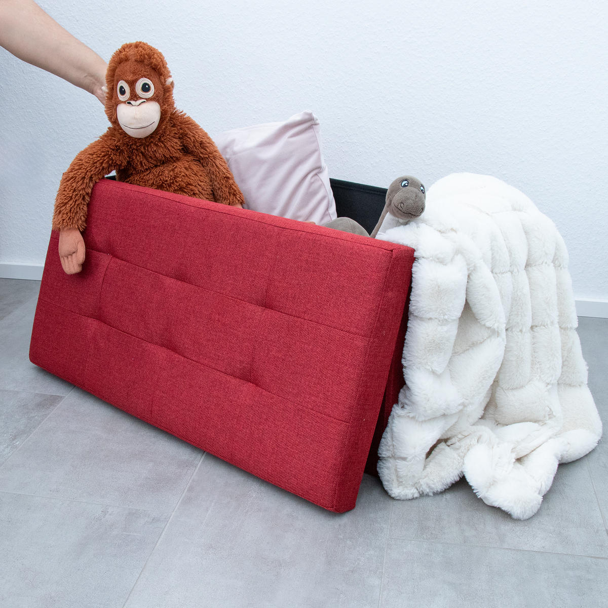SITZTRUHE Faltbar 76/38/38 cm (Rot) - Rot, Textil (38/38/76cm) - Intirilife