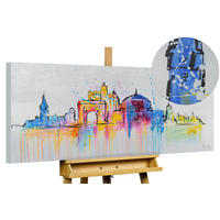 RUČNE MAĽOVANÝ AKRYLOVÝ OBRAZ 120/60 cm, sivý, krajinný motív - sivá, drevo/textil (120/60cm) - KUNSTLOFT