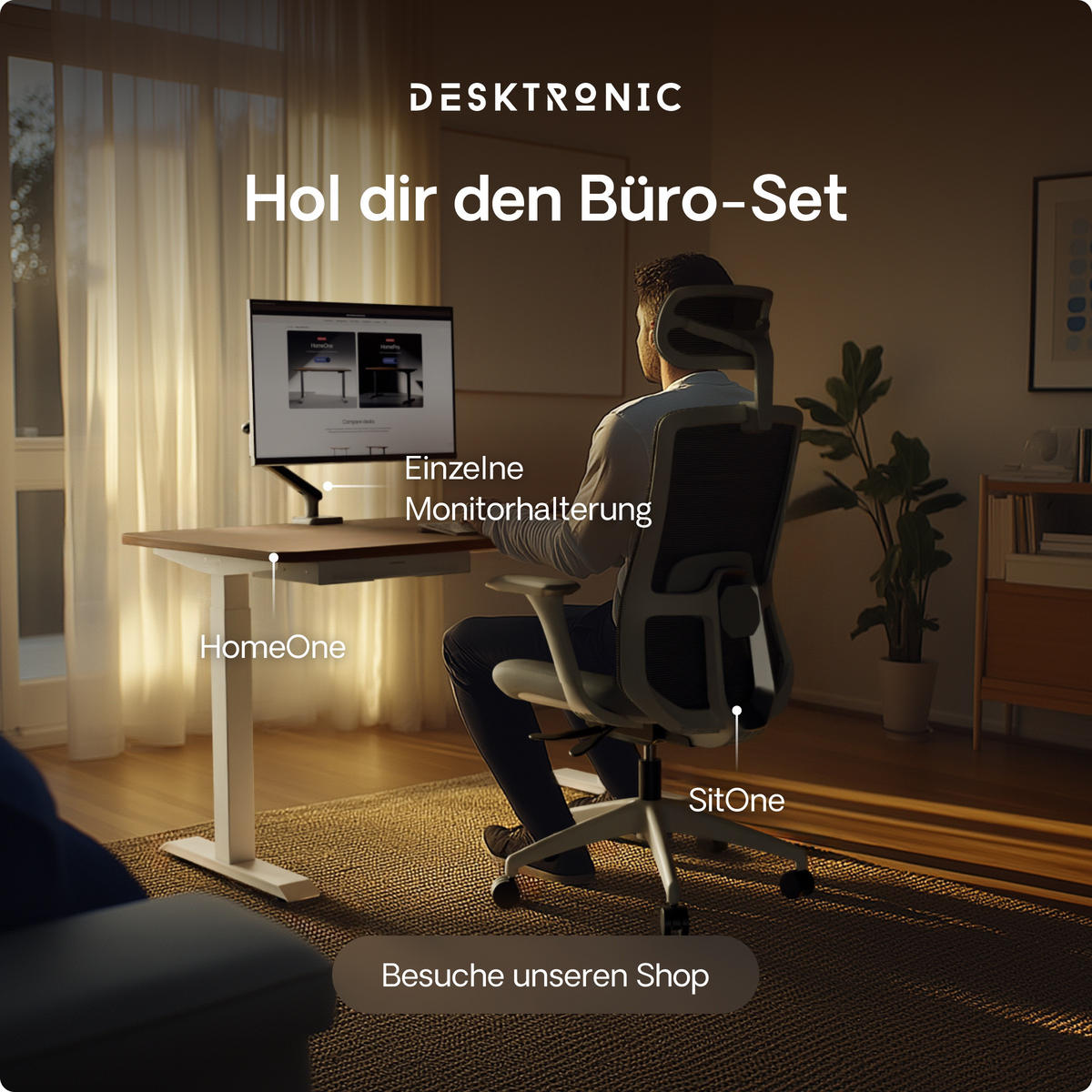 SCHREIBTISCH Elektrisch Höhenverstellbarer HomeOne 160x80cm Weiß/Walnuss mit Memory-Funktion, Anti-Kollisions Technologie - Walnussfarben/Weiß, Holzwerkstoff (80/160/72cm) - Desktronic