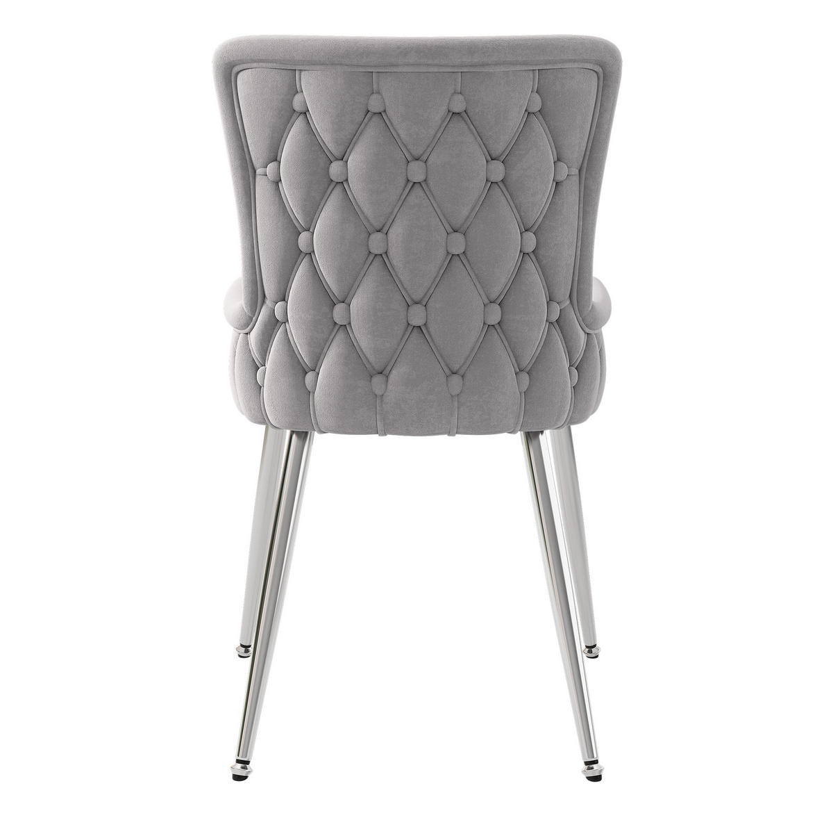 ESSZIMMERSTUHL 4er-Set Samt Grau mit Metallbeinen Silberfarben - Grau, Metall (47/85/49.1cm) - Meubliv