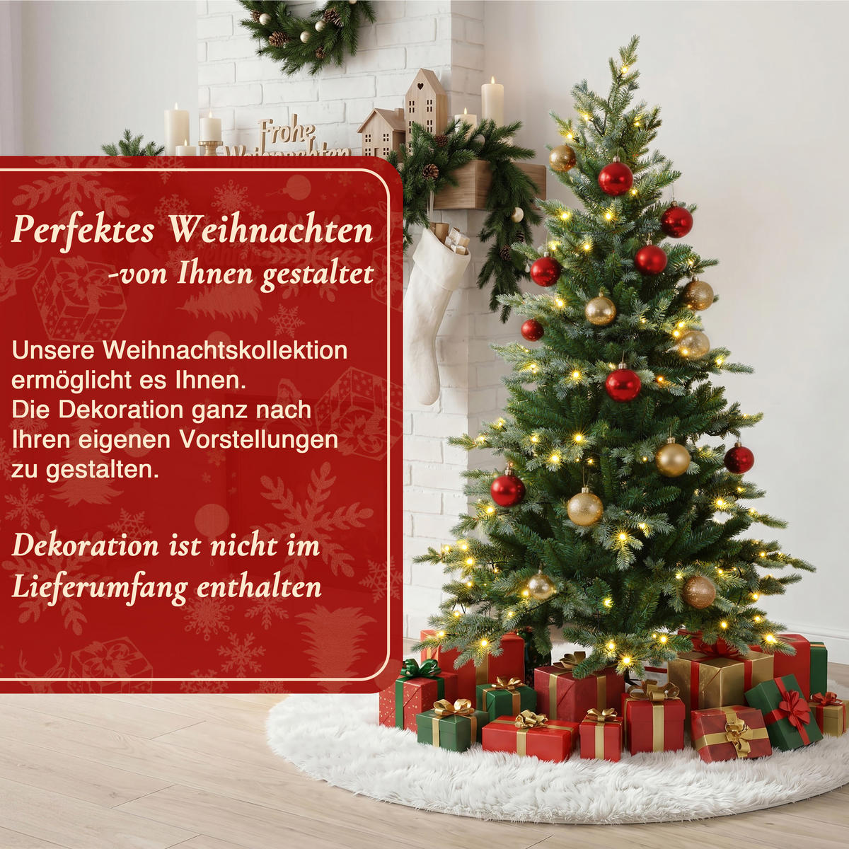 KÜNSTLICHER Weihnachtsbaum 150 cm mit Beleuchtung,8 Lichtmodi - Grün, Kunststoff (100/150/100cm) - Hometopia