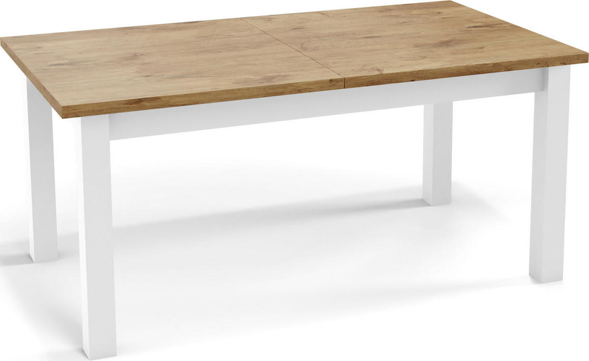ESSTISCH Molly rechteckig ausziehbar, Lancelot Eiche 160-240/90/75 cm - Eichefarben/Weiß, Holz/Holzwerkstoff (160/90/75cm) - WFL GROUP