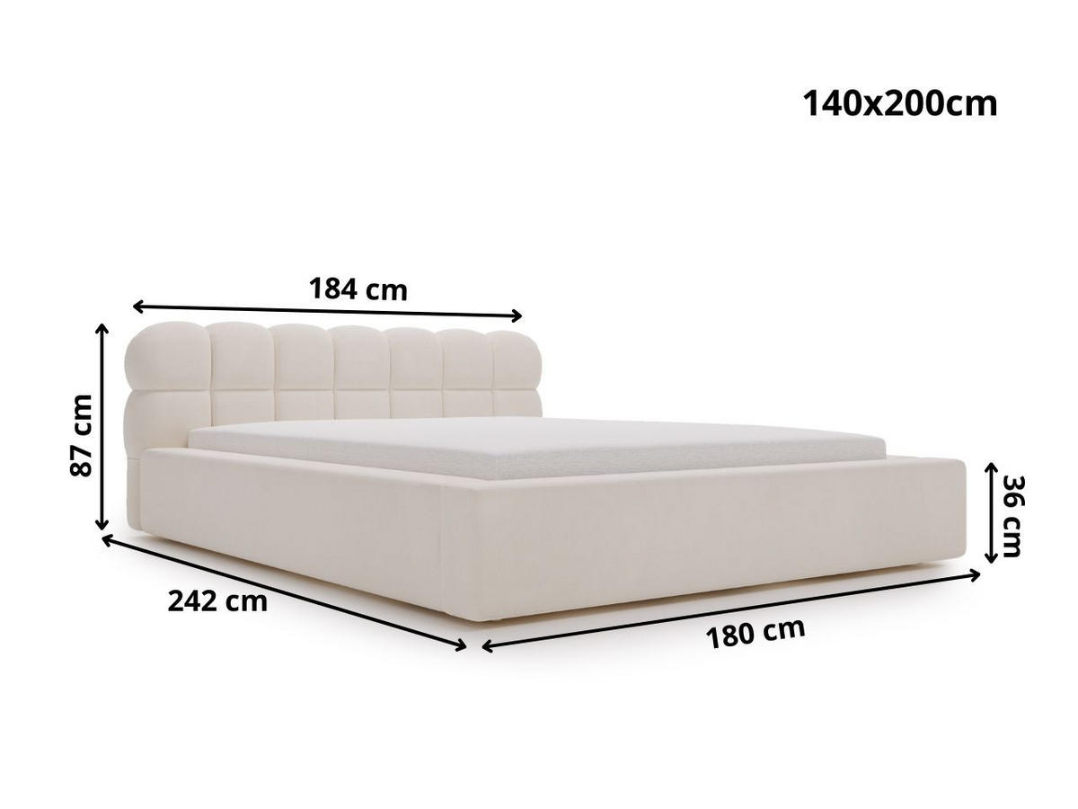 POLSTERBETT Plaza 140x200 Grau - Naturfarben/Grau, Holz/Kunststoff (140/200cm) - Graingold