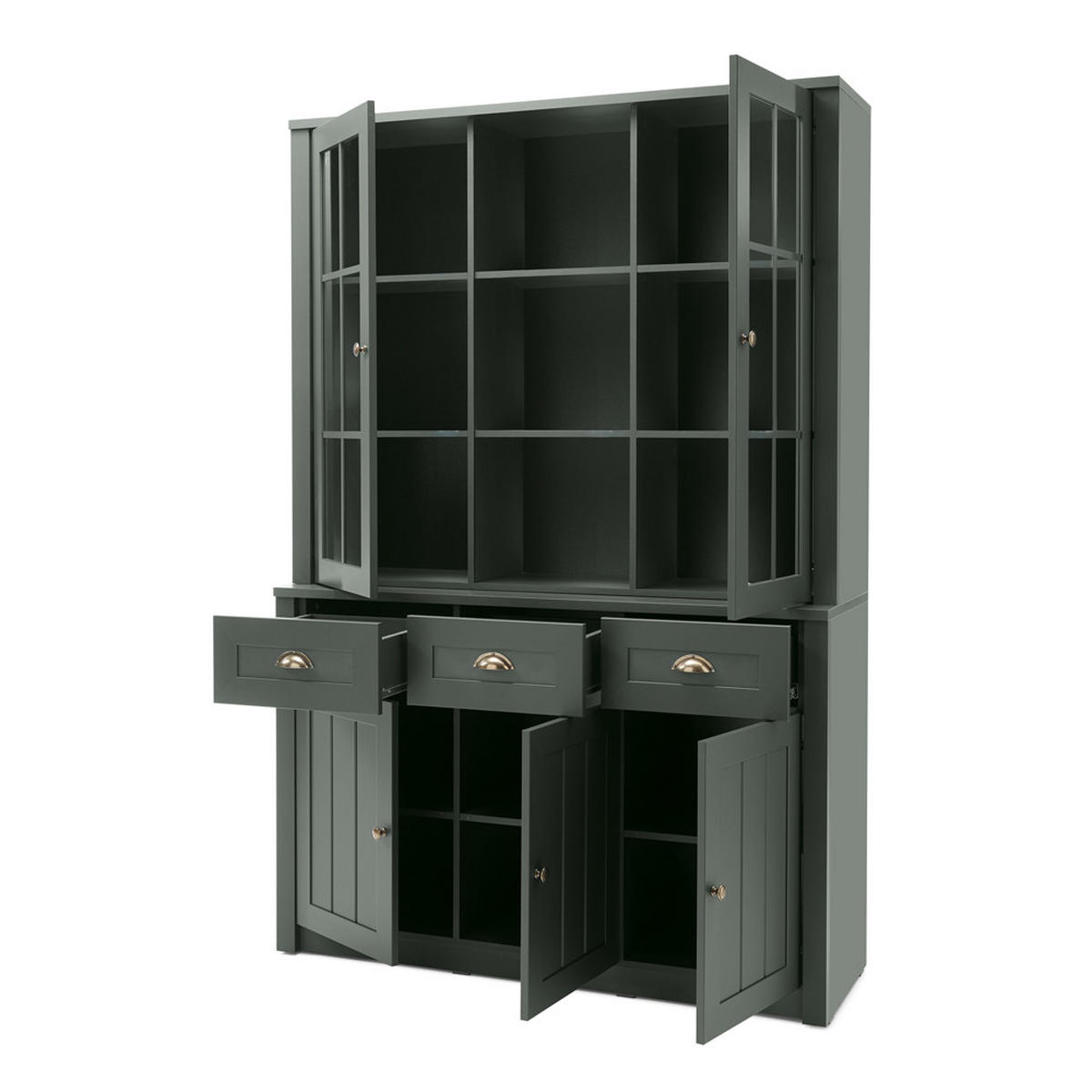 BUFFET Athen-61 - Grün, Holzwerkstoff (130/196/43cm) - Lomado