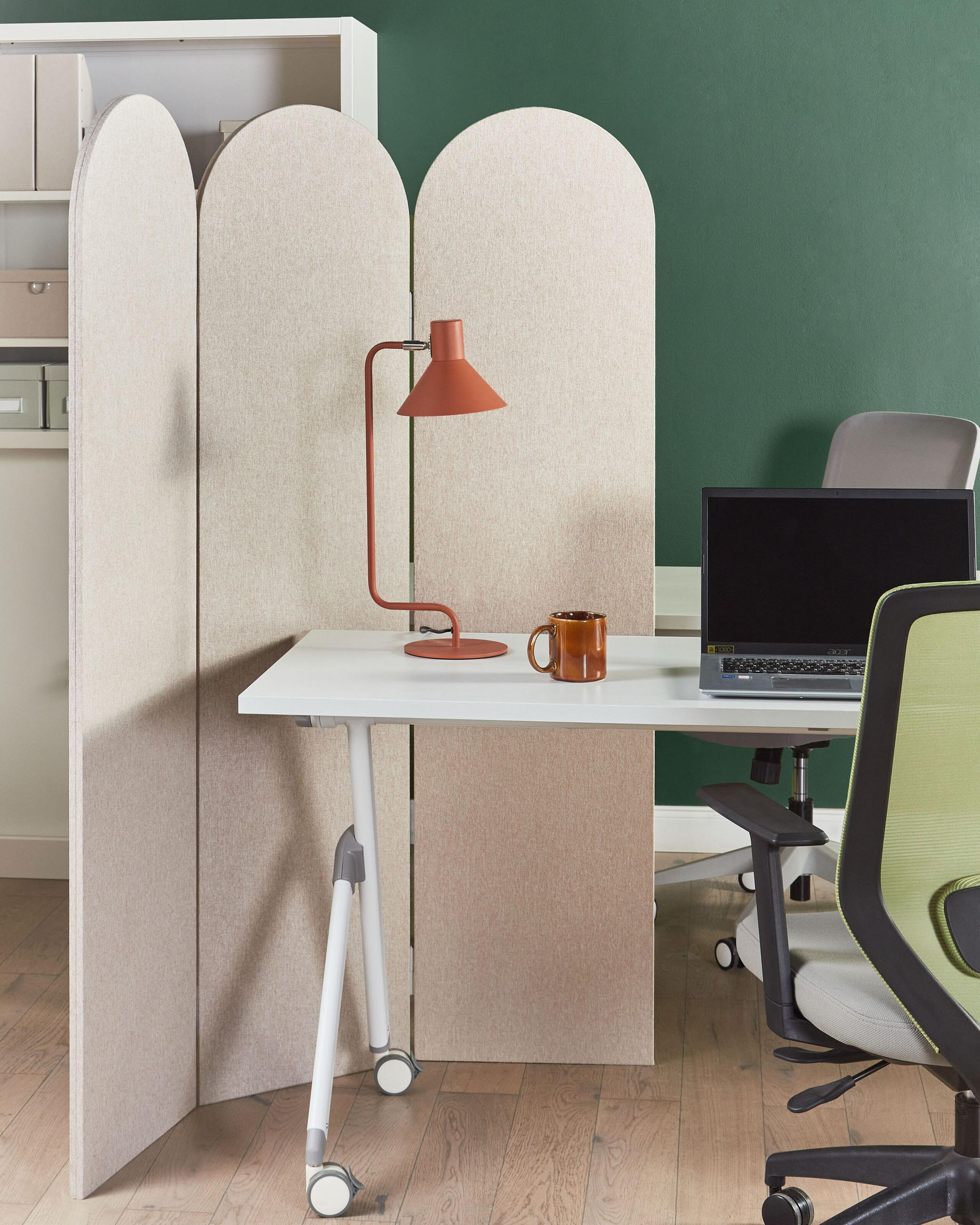 AKUSTIK-RAUMTEILER Beige Slimmy - Beige, Kunststoff (120/160/2cm) - Beliani