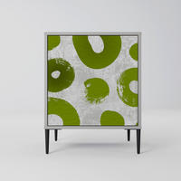 SIDEBOARD GREEN RHAPSODY, Grau, 57,5x42x72,5 cm, Schwarze Metallfüße - Multicolor/Schwarz, Holzwerkstoff/Metall (57.5/72.5/42cm) - SpaceRebels