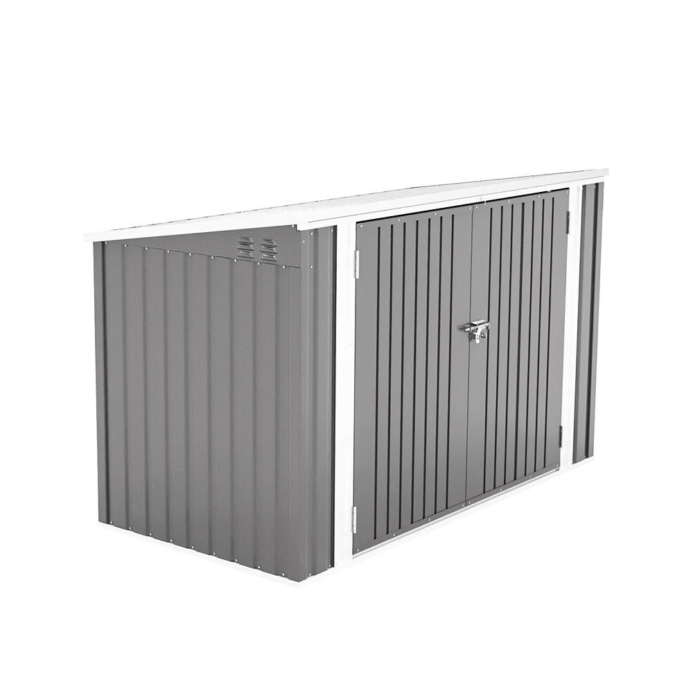 FAHRRADGARAGE mit abschließbaren Türen aus Stahl Grau Hochwertiger Wetterbeständige 210 x 105 x 130 cm - Grau, Metall (210/130/105cm) - Livingandhome