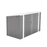 FAHRRADGARAGE mit abschließbaren Türen aus Stahl Grau Hochwertiger Wetterbeständige 210 x 105 x 130 cm - Grau, Metall (210/130/105cm) - Livingandhome