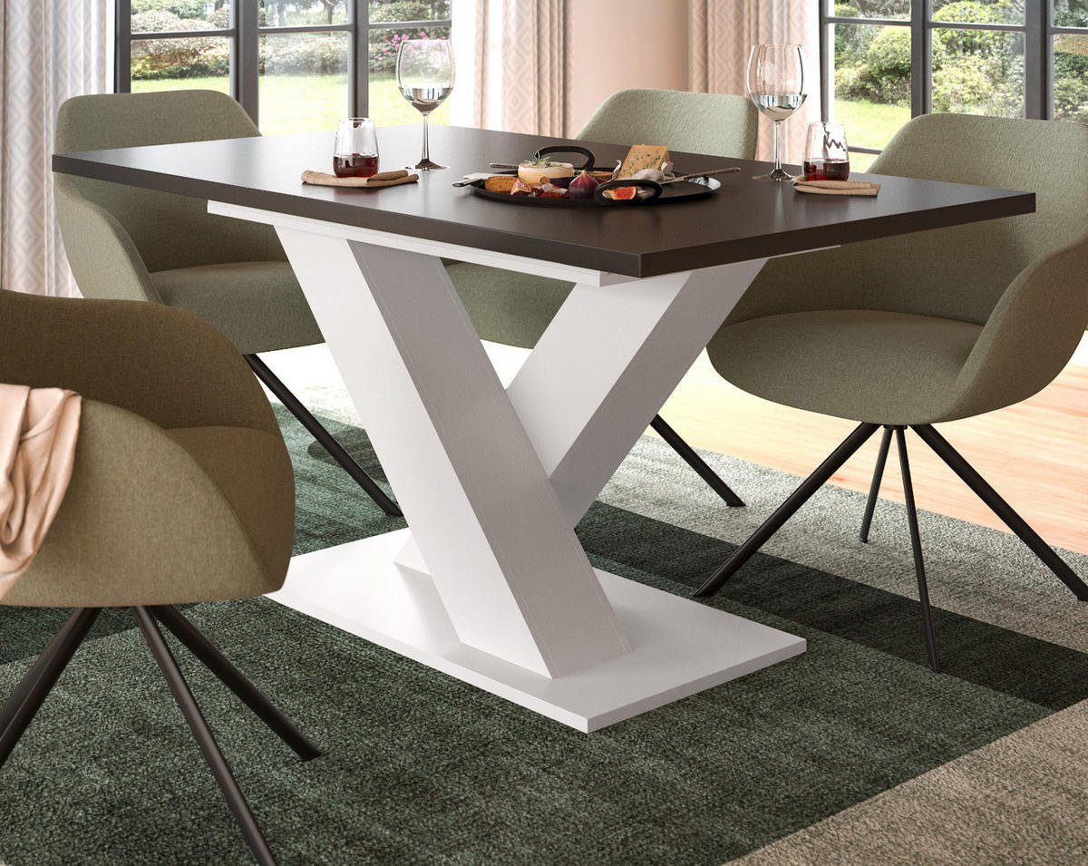 ESSTISCH weiß und grau, Küchentisch ausziehbar 150 - 190 cm - Weiß/Grau, Holzwerkstoff/Metall (150/90/76cm) - Inn.Furn