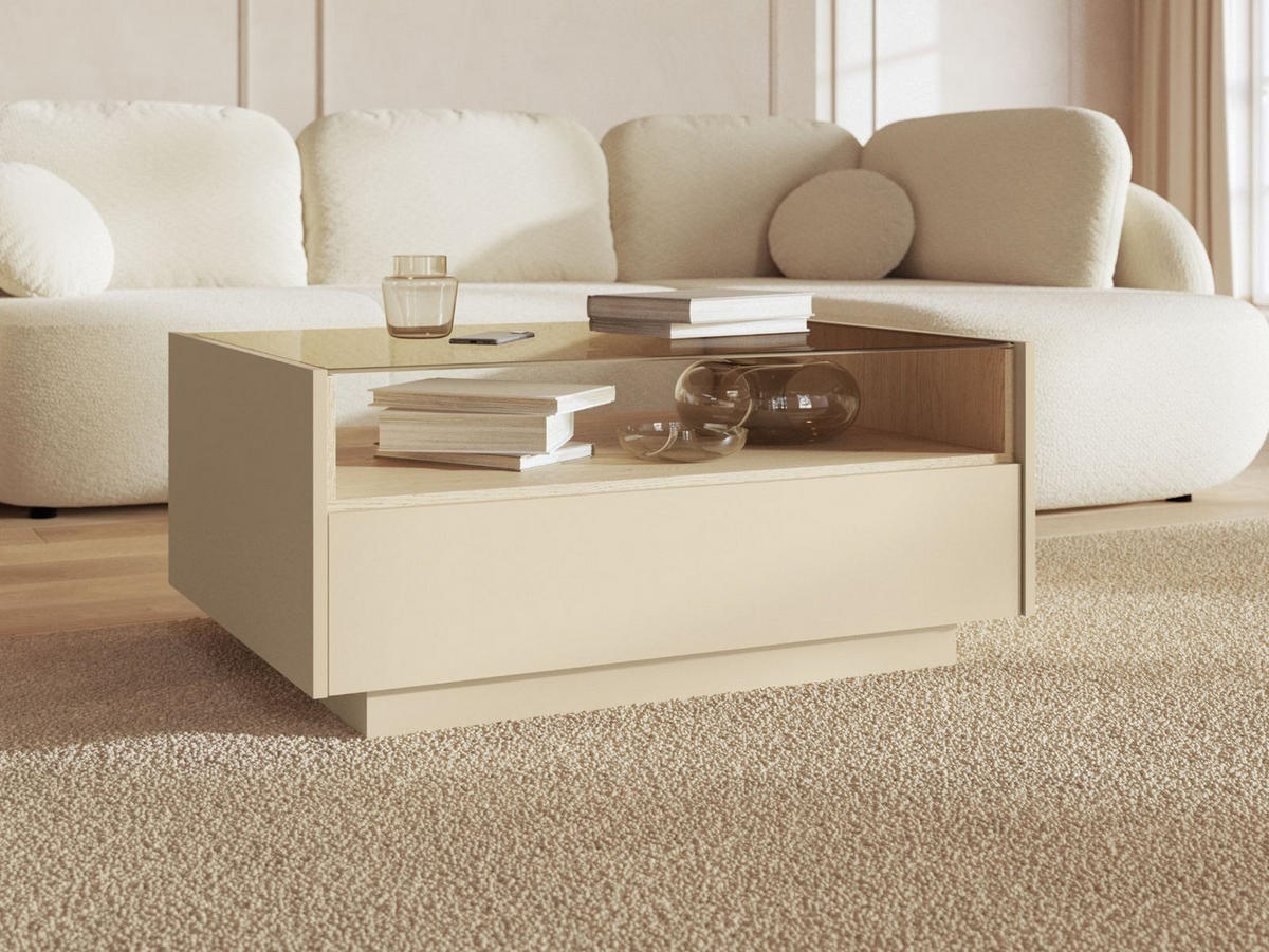 COUCHTISCH 96x67x43 TULUM - Beige, Holzwerkstoff (67/96/67cm) - Compleo24