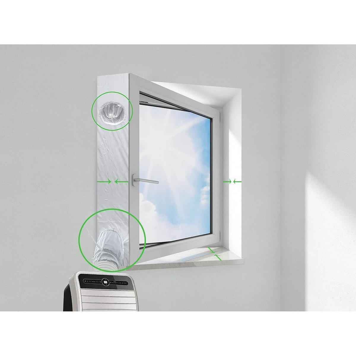 FENSTERABDICHTUNG für mobile Klimageräte 400 cm - Weiß, Textil (400/1/60cm)