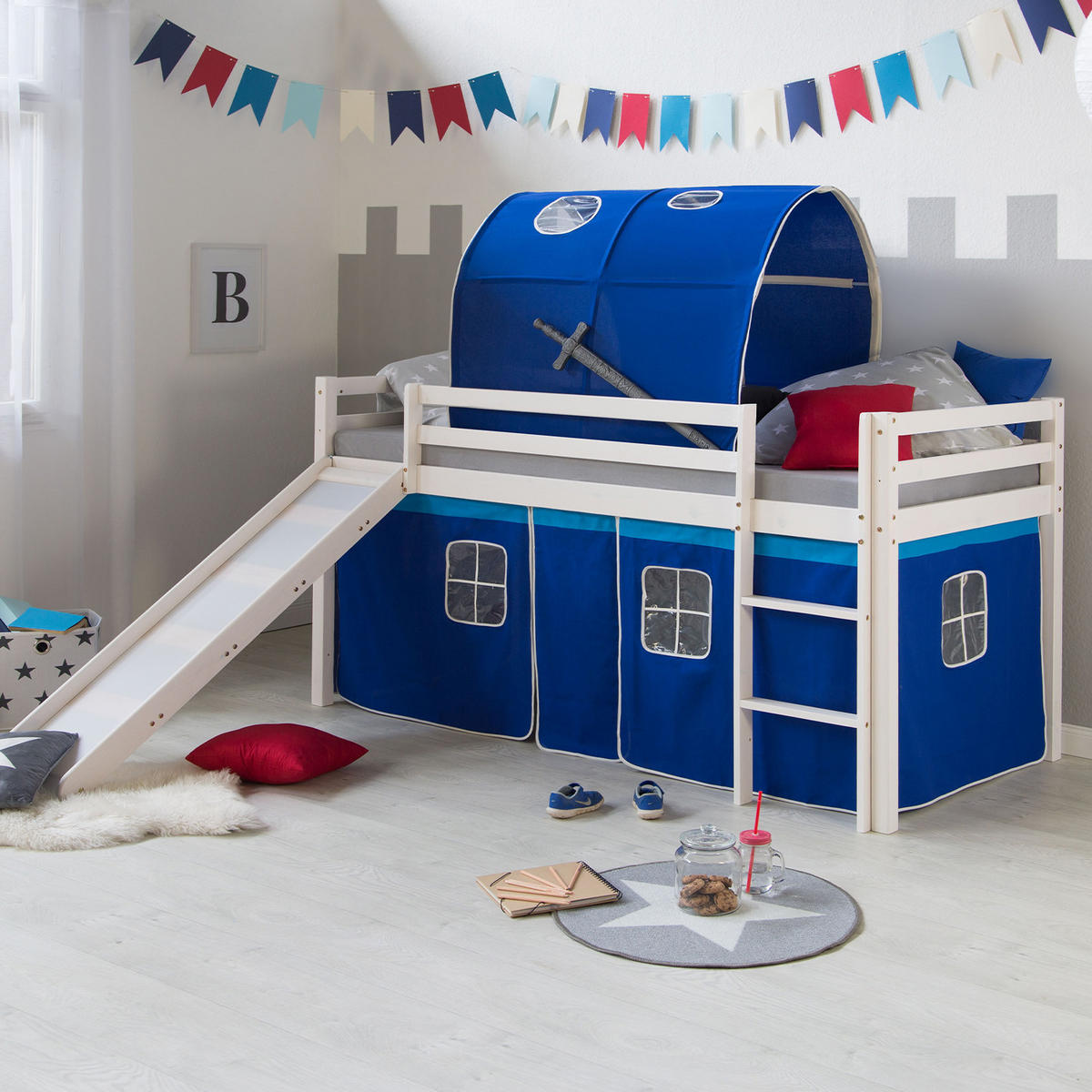 HOCHBETT 90/200 cm blau mit Lattenrost - Weiß/Dunkelblau, Holz (90/200cm) - Homestyle4u