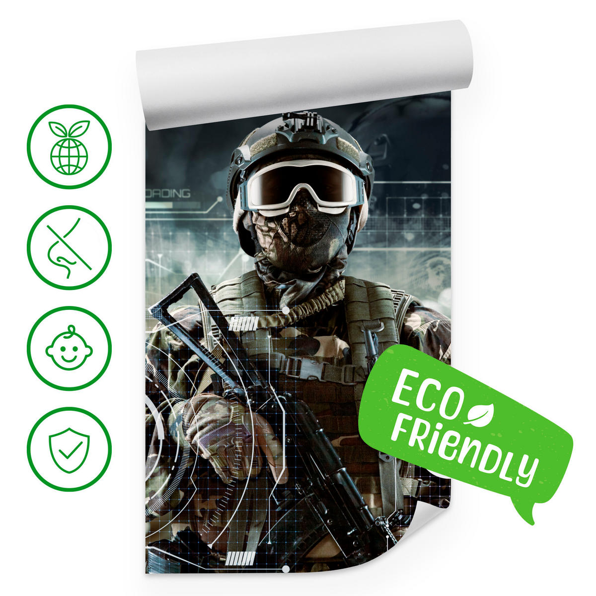 FOTOTAPETE für Jugendzimmer Futuristischer Soldat Krieger 300x210 - Braun/Grau, Papier (300/210cm) - Muralo