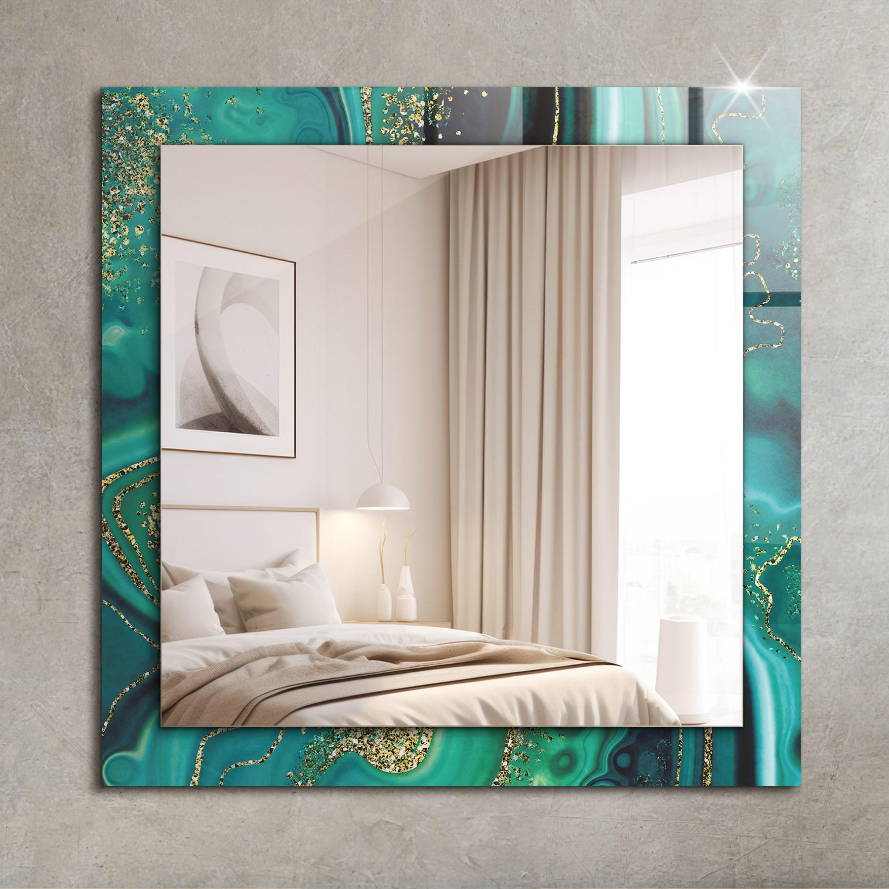 SPIEGEL 60 x 60 cm Rechteckig mit Aufdruck - Hellgrün, Glas (60/60/0.4cm) - TULUP