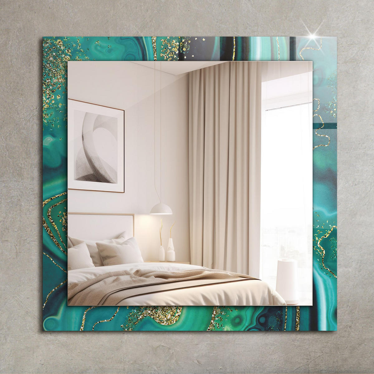 SPIEGEL 60 x 60 cm Rechteckig mit Aufdruck - Hellgrün, Glas (60/60/0.4cm) - TULUP