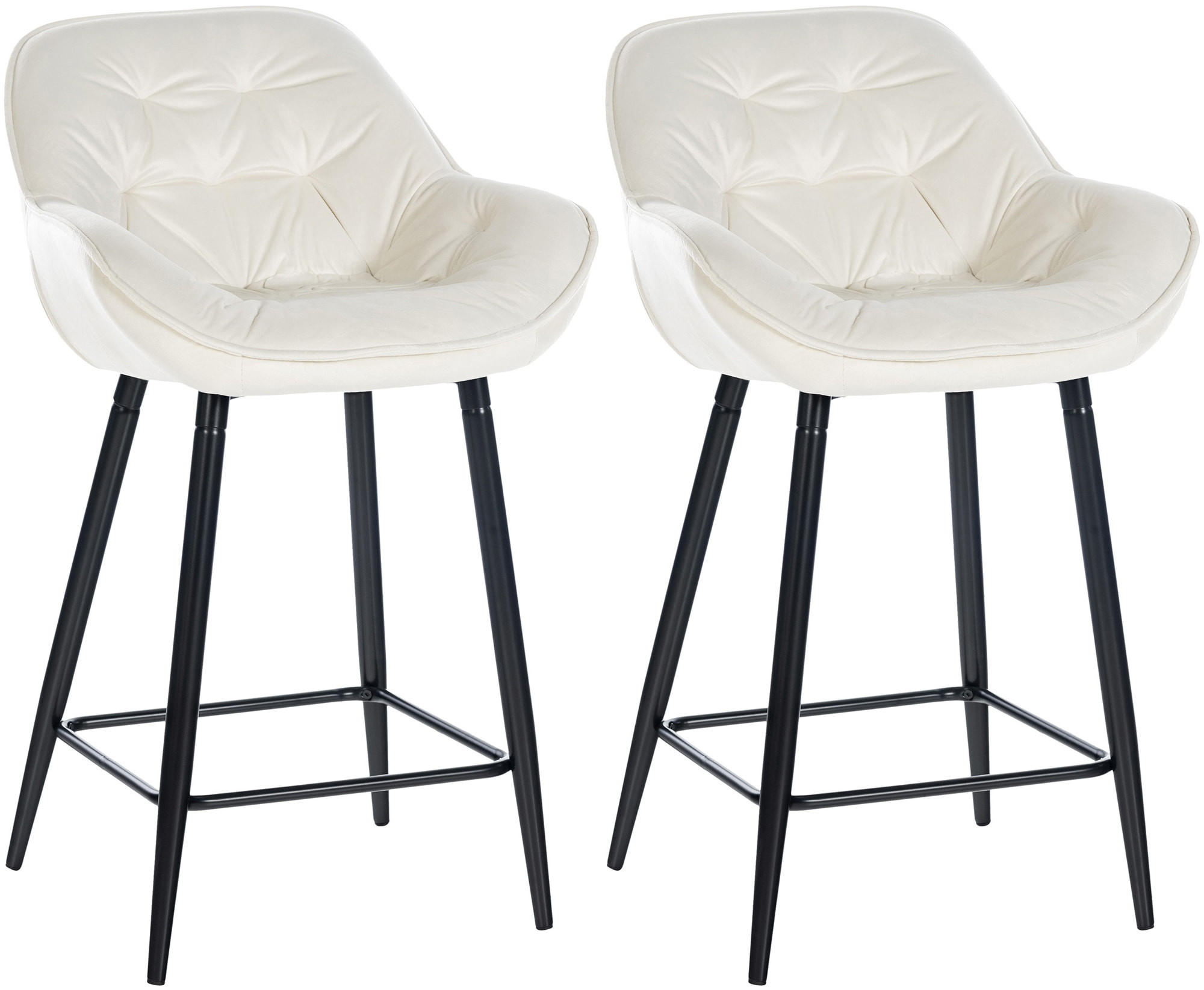 BARHOCKER 2er Set Samt creme - Creme/Schwarz, Textil/Metall (54/103/57.5cm) - CLP