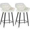 BARHOCKER 2er Set Samt creme - Creme/Schwarz, Textil/Metall (54/103/57.5cm) - CLP