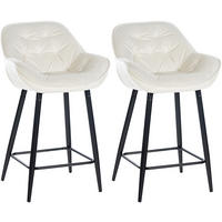 BARHOCKER 2er Set Samt creme - Creme/Schwarz, Textil/Metall (54/103/57.5cm) - CLP