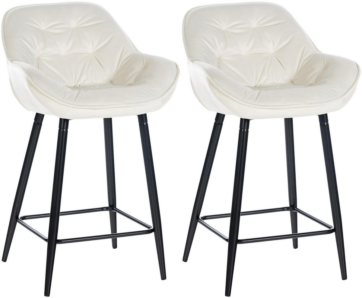 BARHOCKER 2er Set Samt creme - Creme/Schwarz, Textil/Metall (54/103/57.5cm) - CLP