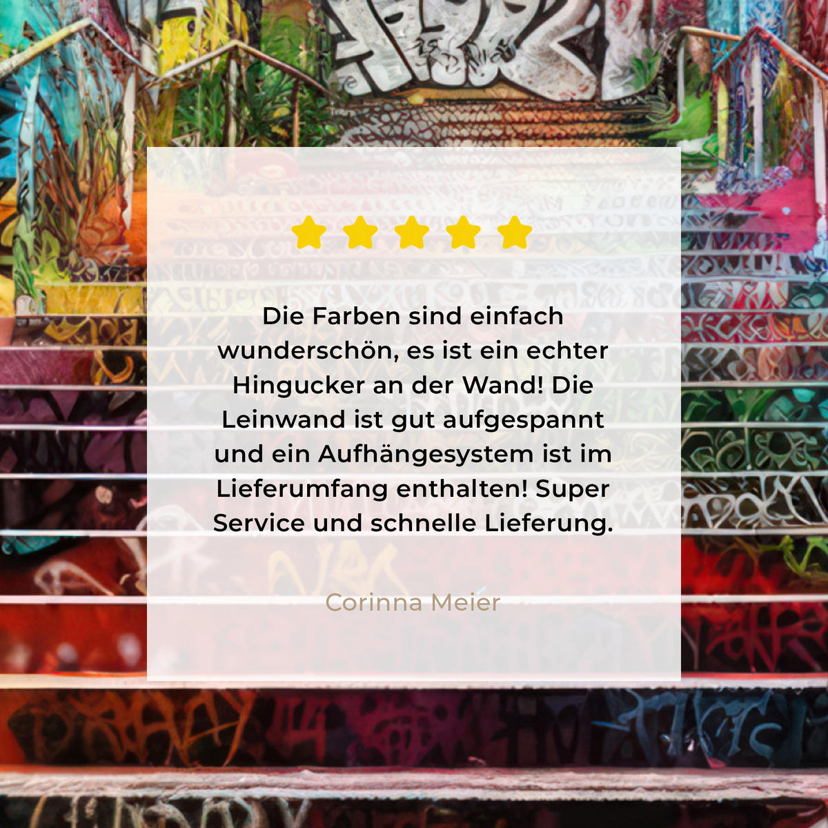 LEINWANDBILD Treppe - Graffiti - Farben - Kunst 20x20 cm - Multicolor, Textil (20/20cm) - MuchoWow