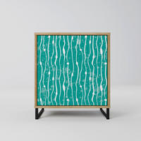 SIDEBOARD TURQUOISE RAIN, Eichefarben, 57,5x42x67,5 cm, Schwarze Metall-Rahmenfüße - Eichefarben/Multicolor, Holzwerkstoff/Metall (57.5/67.5/42cm) - SpaceRebels