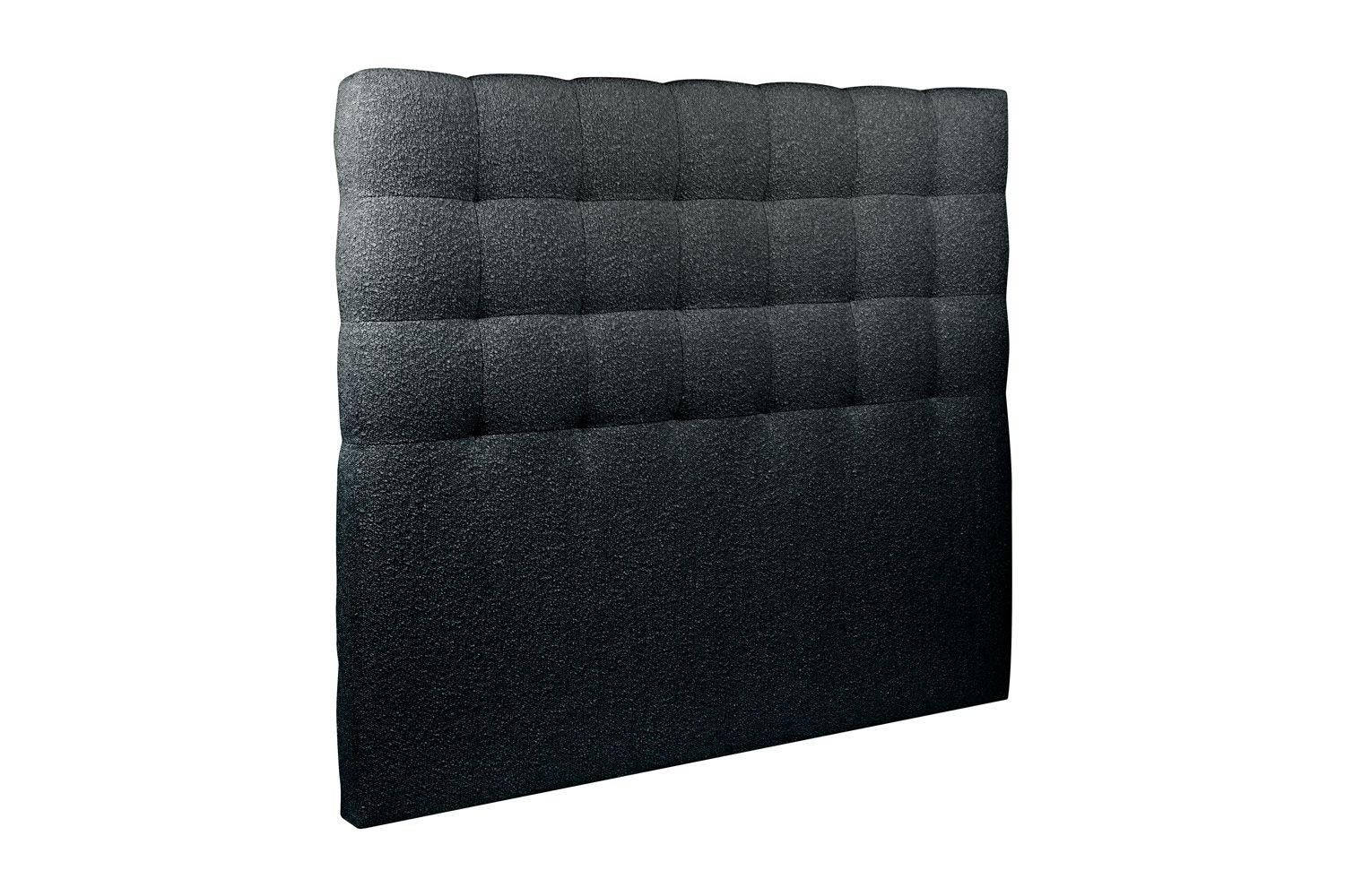 KOPFTEIL gepolstert - Gesteppt – schwarzer Bouclé-Stoff - 140 cm - Beige/Schwarz, Holz (140/120/10cm) - Sommeil de Plomb