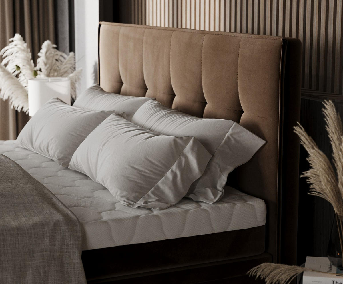 BOXBETT Arivo 140/200 cm Braun im Kronos Stoff - Schwarz/Braun, Holz/Holzwerkstoff (140/200cm) - AltaBeds