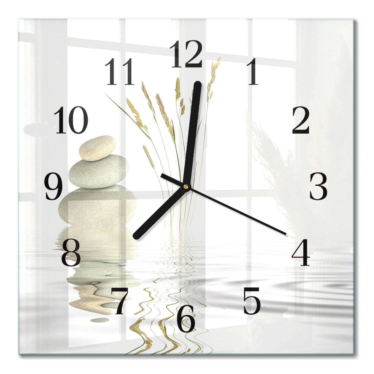 WANDUHR 30x30 cm - Steine - Weiß, Glas (30/30/0.4cm) - TULUP