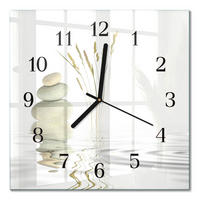 WANDUHR 30x30 cm - Steine - Weiß, Glas (30/30/0.4cm) - TULUP