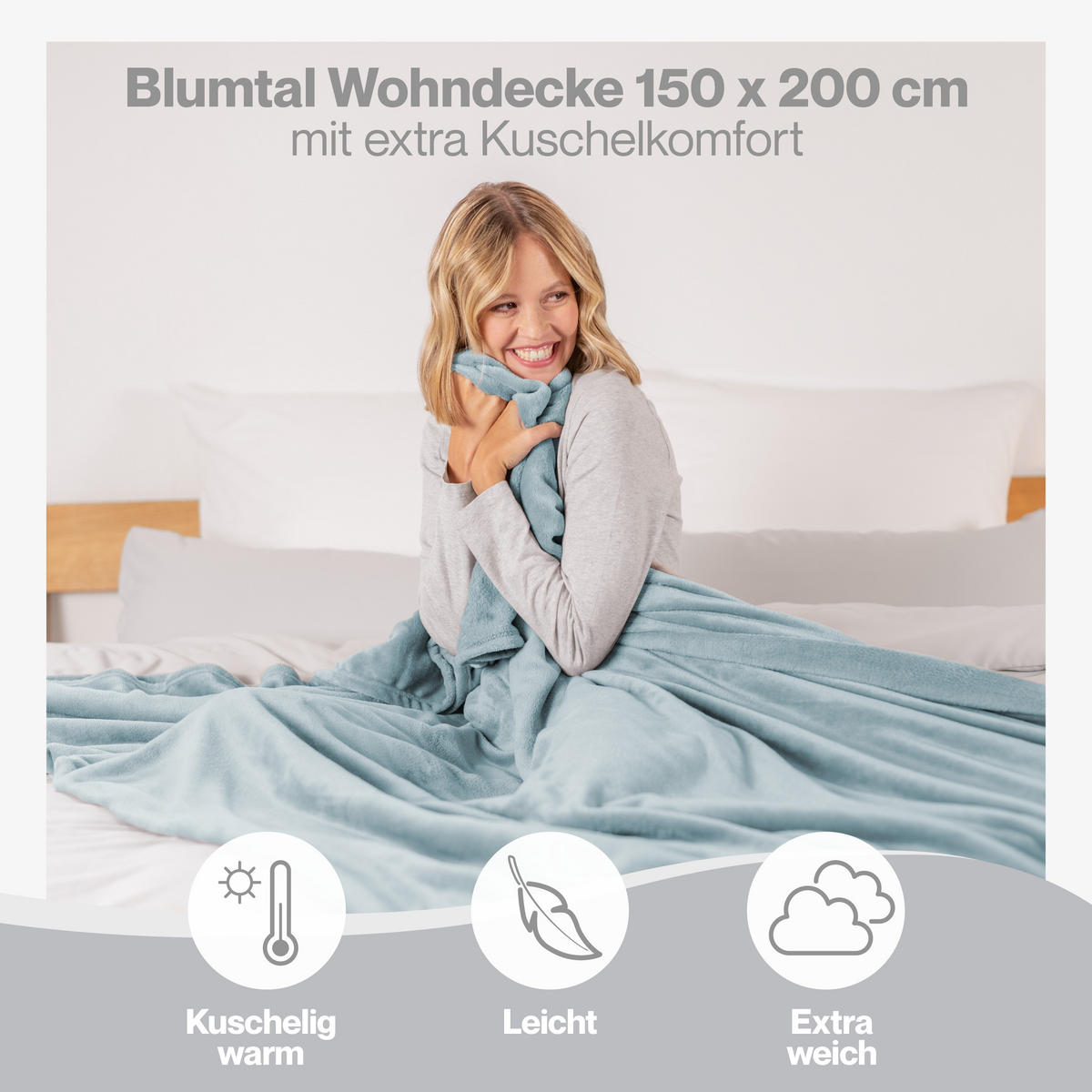 KUSCHELDECKE Anton 150/200 cm, Hellblau - Hellblau, Textil (150/200cm) - Blumtal