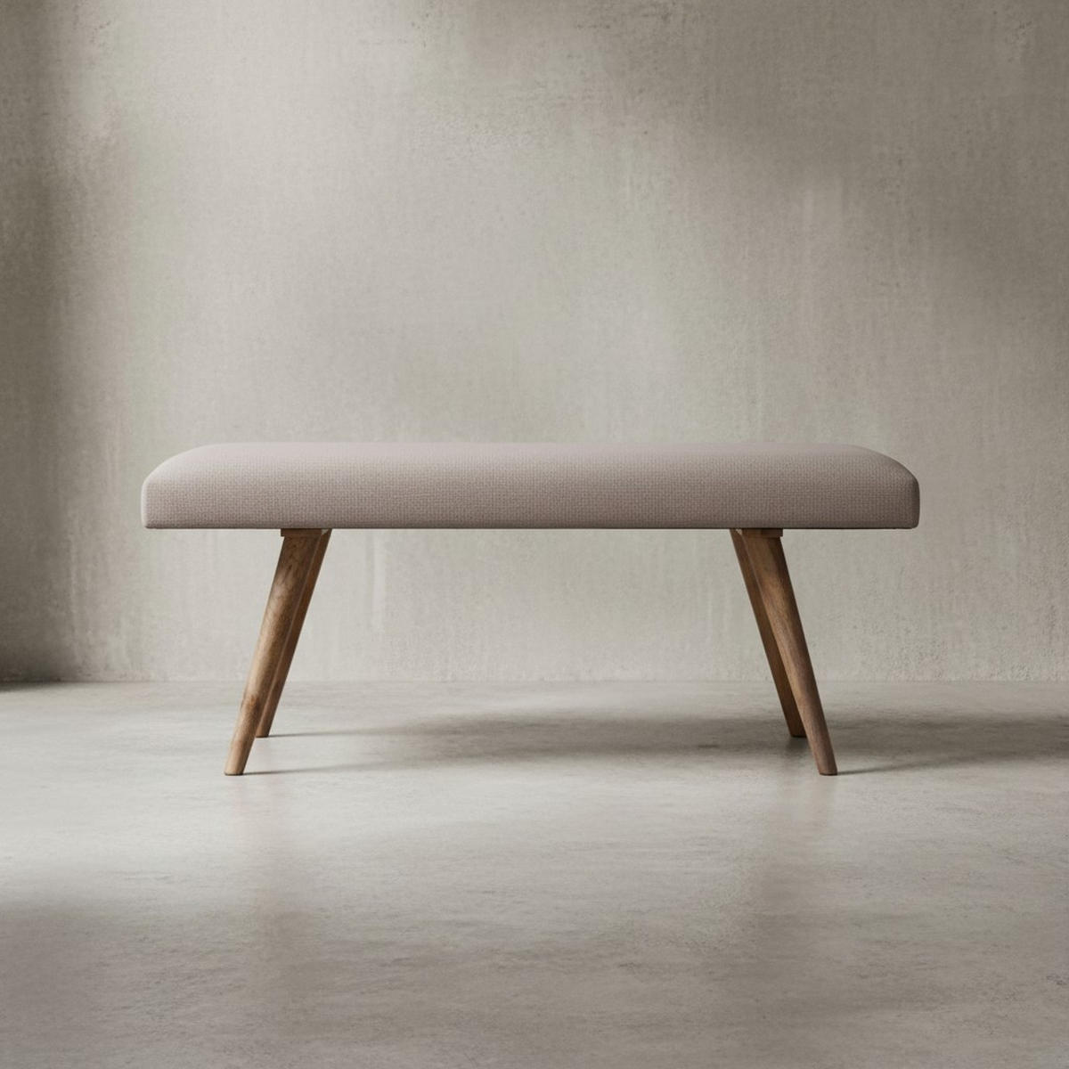 SITZBANK SILE Retro Stil Stoffbezug Massivholz, Beige 117x38x51 cm - Beige/Braun, Mangoholz/Textil (117/51/38cm) - KADIMA DESIGN